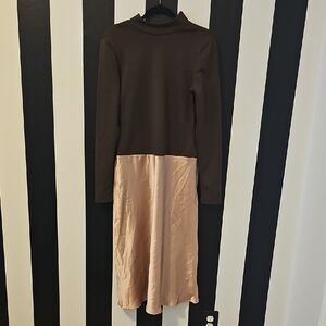 Elegant Brown and Tan Women's Dress